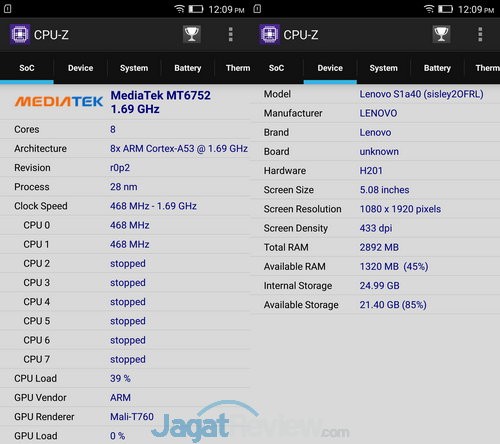 Review Smartphone Android: Lenovo VIBE S1 4 CPU Z Lenovo Vibe S1