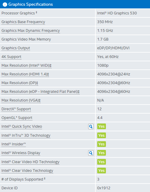 Intel Core i5 6600 HD Graphics 530