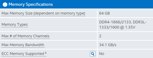 Intel Core i5 6600 Memory