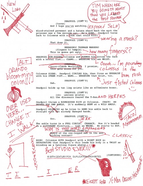 Promosi Filmnya, Deadpool Malah Bocorkan Skenario 1 Deadpool-script-page-with-Colossus-fight