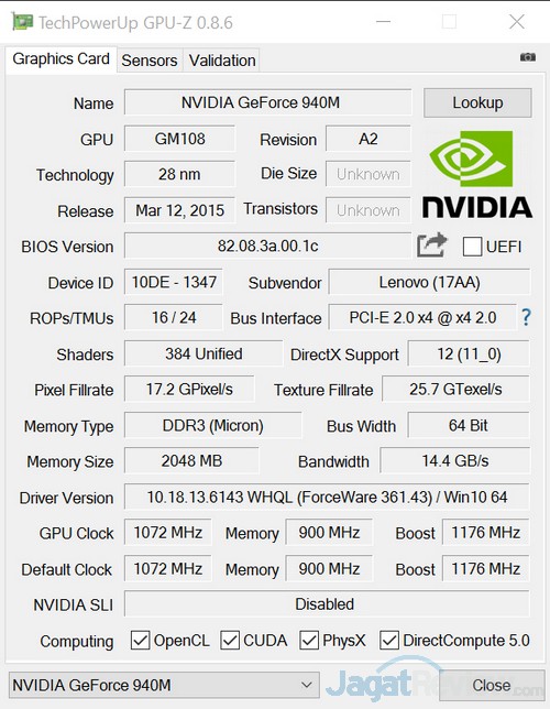 Review Notebook: Lenovo Yoga 500 4 GPUZ NVIDIA