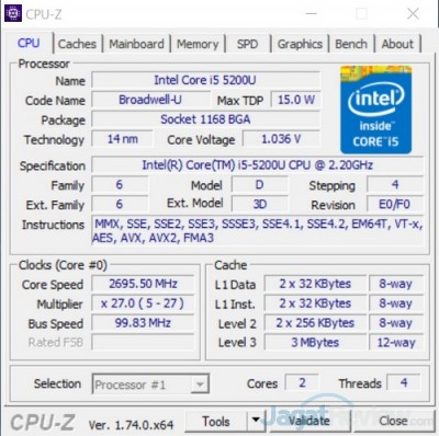 Review Notebook Asus K401L 2 CPUZ CPU