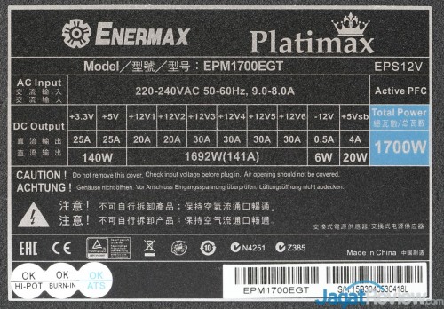 Hands-On PSU: Enermax Platimax 1700 Watt 80+ Platinum 11 Enermax Platimax 1700 11