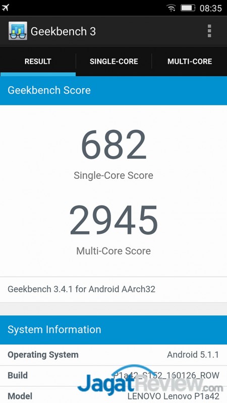 Review Smartphone Android: Lenovo VIBE P1 Turbo 2 geekbench