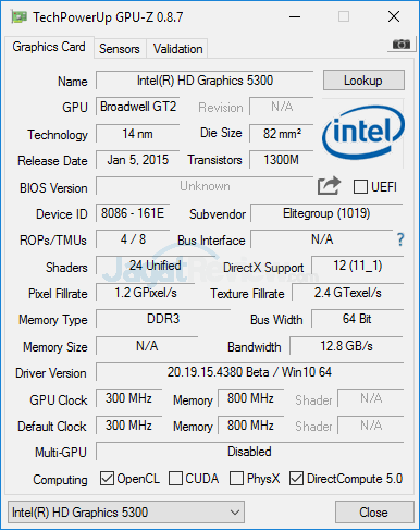 Review Mini PC Desktop: ECS LIVA Core 6 ECS LIVA Core GPUZ