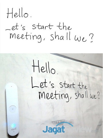 Hands-On Equil Smartmarker 1 atas: hasil rekaman EquilNote; bawah: tulisan sesungguhnya