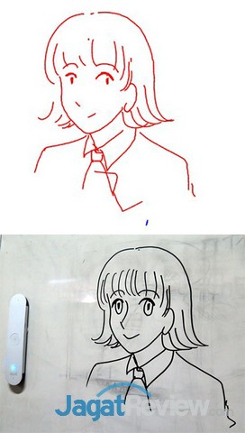 Hands-On Equil Smartmarker 3 atas: hasil rekaman EquilNote; bawah: tulisan sesungguhnya