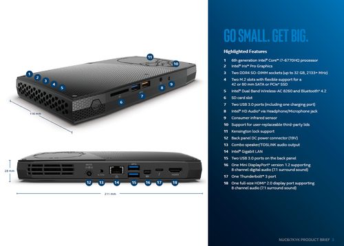 Review Mini PC Desktop: Intel NUC NUC6i7KYK  Intel NUC6i7KYK Connectivity