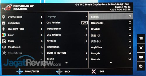 Hands-On Review Monitor: ASUS ROG SWIFT PG348Q 15 ASUS ROG Swift PG348Q Menu 15