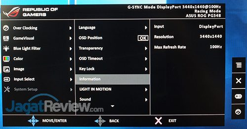 Hands-On Review Monitor: ASUS ROG SWIFT PG348Q 24 ASUS ROG Swift PG348Q Menu 24