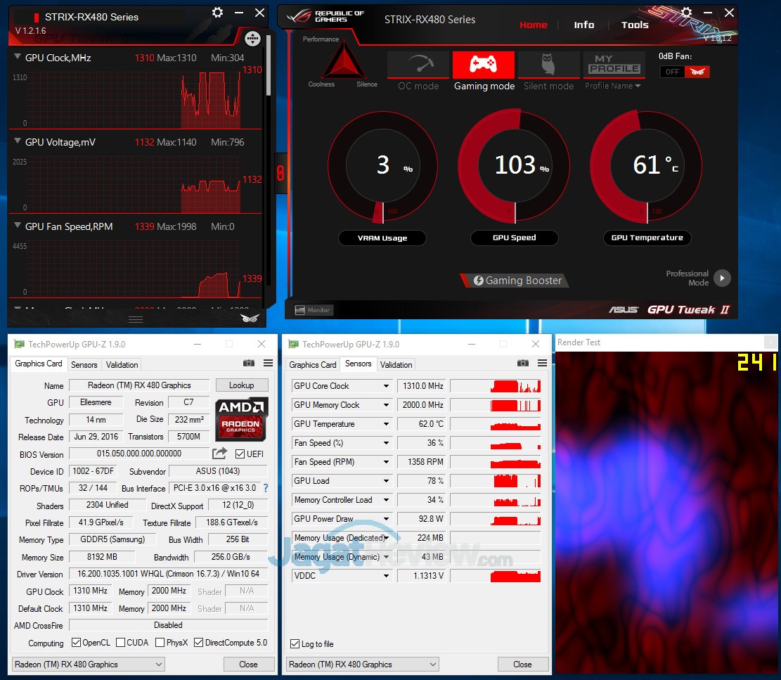 Preview ASUS ROG Radeon RX480 Strix OC Edition 18 RX480 Strix Gaming mode 1