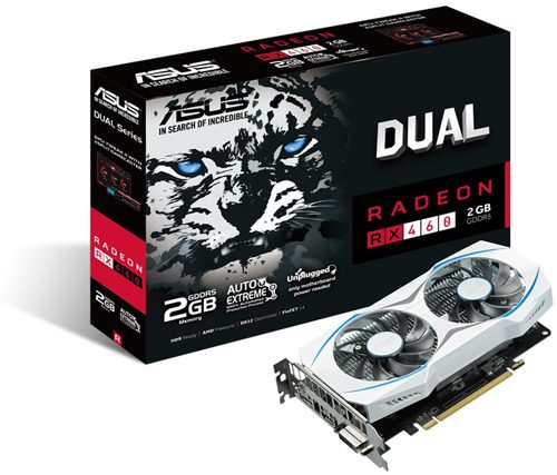 Parade VGA AMD Radeon RX 460 2 ASUS DUAL RX 460 2 GB 1220 MHz (OC Mode) 1200 MHz (Gaming Mode) 7000
