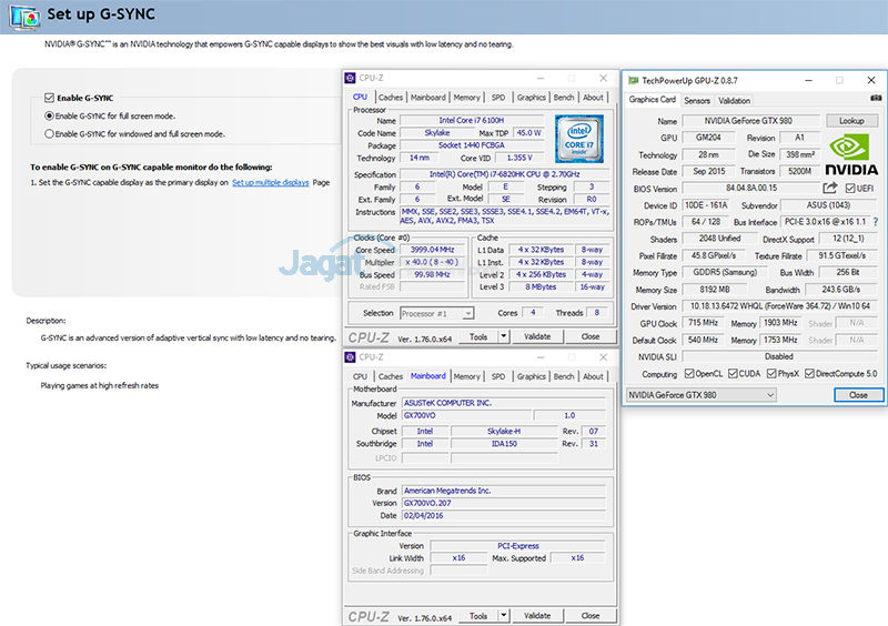 Review Notebook Gaming: ASUS ROG GX700 10 ASUS ROG GX700 G-SYNC
