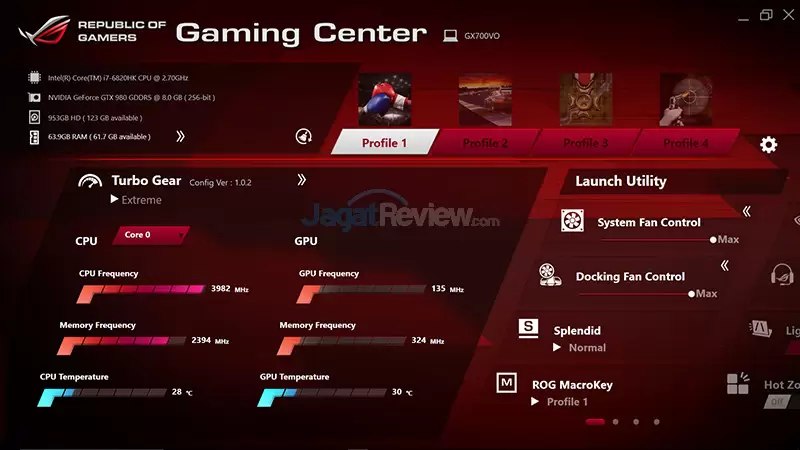 ASUS ROG GX700 ROG Gaming Center - Main Menu 01