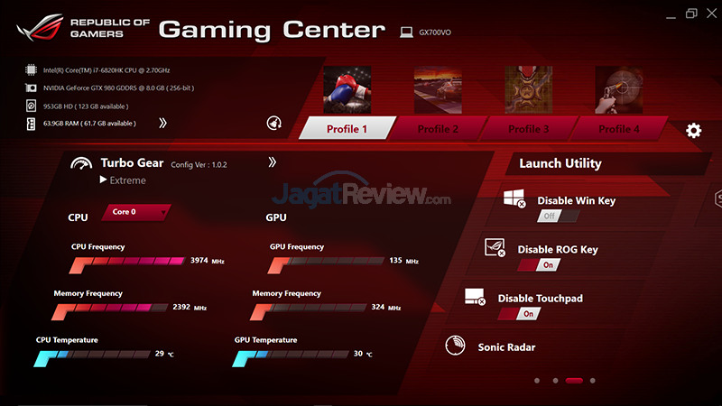 ASUS ROG GX700 ROG Gaming Center - Main Menu 03