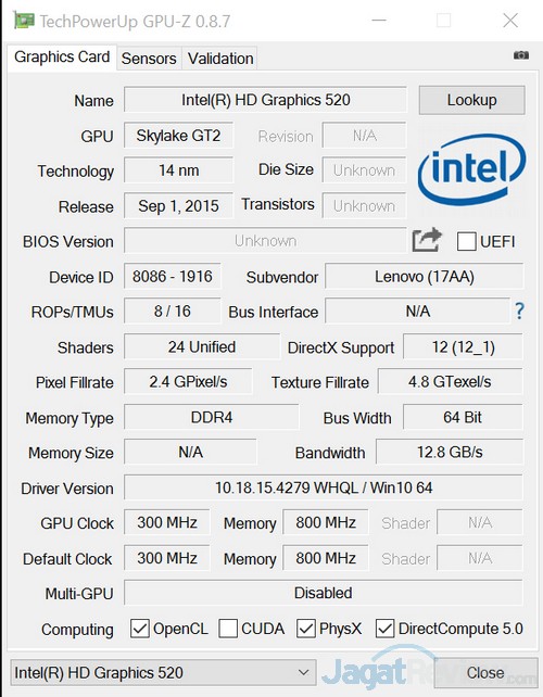 Review Notebook Lenovo Yoga 700 4 GPUZ Intel