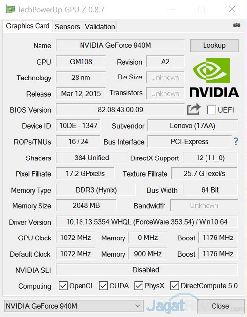 Review Notebook Lenovo Yoga 700 5 GPUZ NVIDIA