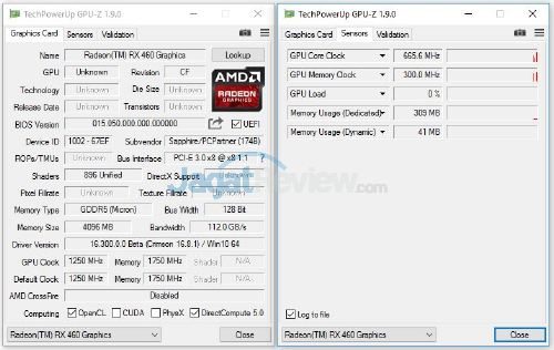 GPUZ RX460