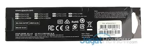 Review SSD Apacer Z280 M.2 240 GB 3 Box tampak belakang