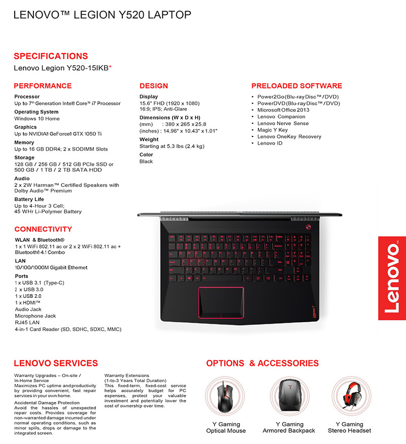 Lenovo Gunakan Nama Legion untuk Jajaran Notebook Gaming Barunya 3 lenovo-legion-y520-spec