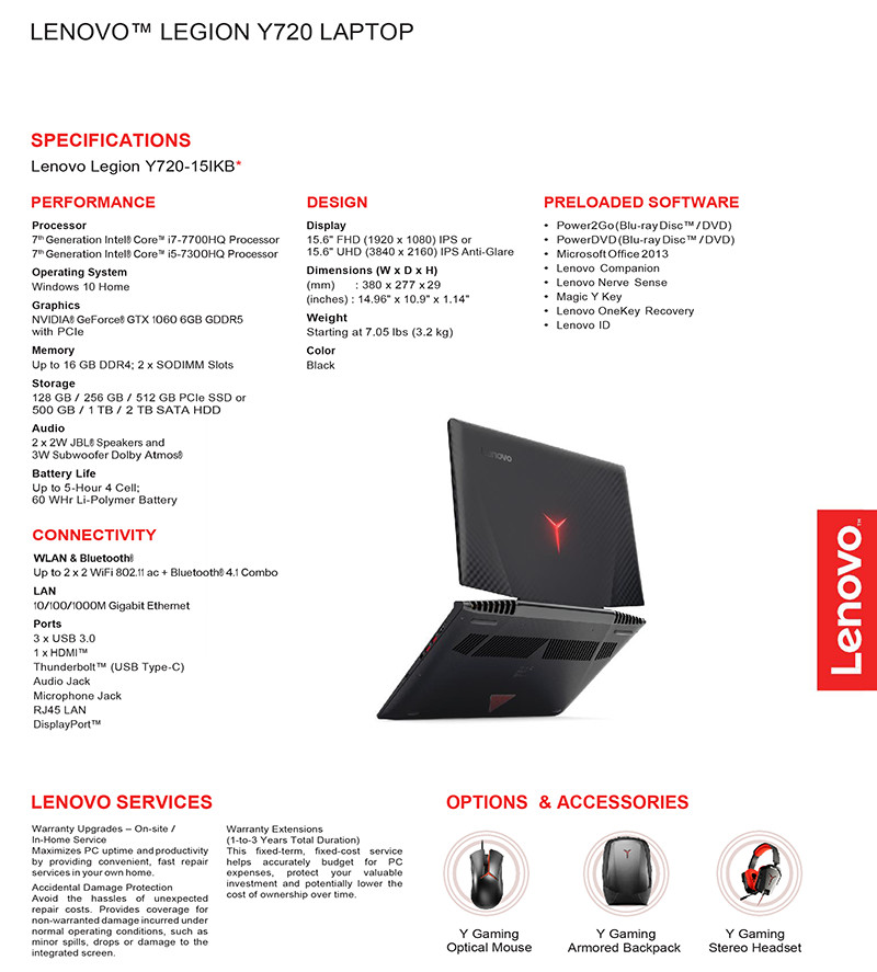 Lenovo Gunakan Nama Legion untuk Jajaran Notebook Gaming Barunya 2 lenovo-legion-y720-spec