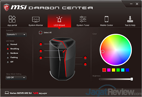 Review Mini PC Desktop: MSI Vortex G65VR 6RE SLI 3 MSI Vortex G65VR 6RE SLI Dragon Center 03