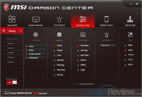 Review Mini PC Desktop: MSI Vortex G65VR 6RE SLI 7 MSI Vortex G65VR 6RE SLI Dragon Center 07