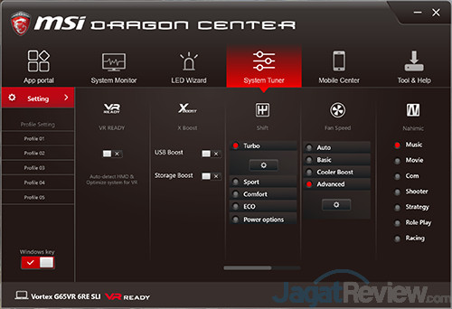 Review Mini PC Desktop: MSI Vortex G65VR 6RE SLI 13 MSI Vortex G65VR 6RE SLI Dragon Center - Fan Speed Advanced 01