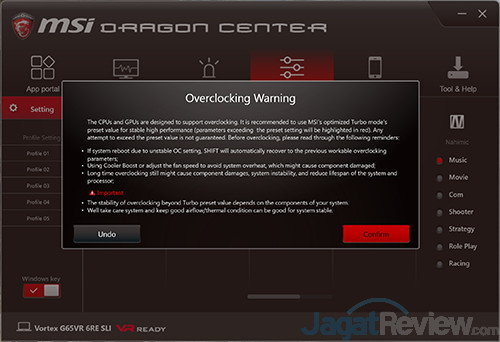 Review Mini PC Desktop: MSI Vortex G65VR 6RE SLI 12 MSI Vortex G65VR 6RE SLI Dragon Center - System Tuner Turbo 05
