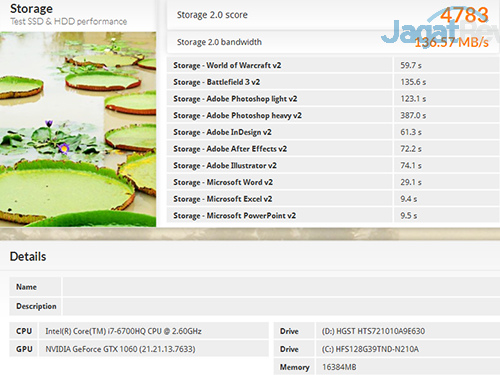 ASUS ROG STRIX GL702VM PCMark 8 Storage
