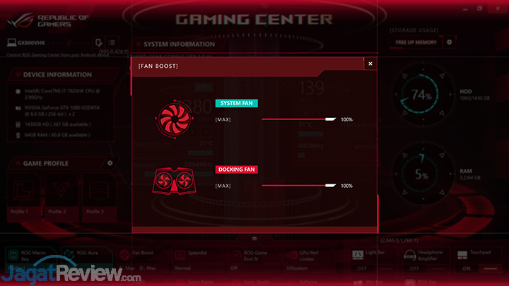 Review Notebook Gaming: ASUS ROG GX800VH 12 ASUS ROG GX800 Gaming Center 22