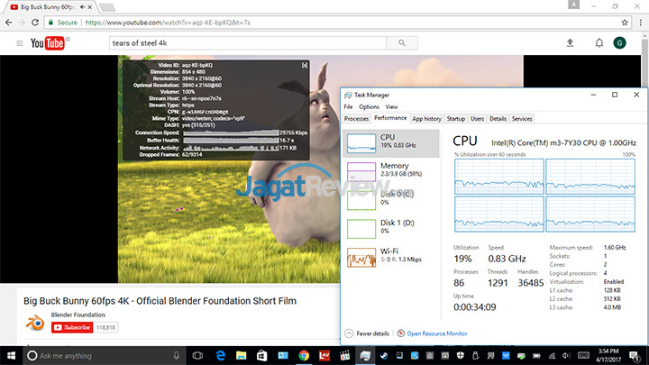 Dell Inspiron 11 3179 4K Video Playback (Streaming)