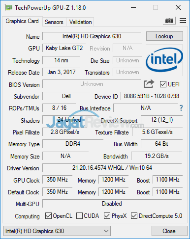Review Notebook Gaming: Dell Inspiron 15 Gaming 7567 7 Dell Inspiron 15 Gaming 7567 Intel HD Graphics 630