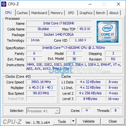 Review Notebook Gaming: MSI GT73VR 6RE Titan 1 MSI GT73VR 6RE Titan CPUZ 02