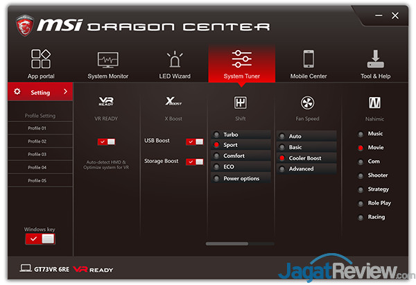 Review Notebook Gaming: MSI GT73VR 6RE Titan 8 MSI GT73VR 6RE Titan Dragon Center 10