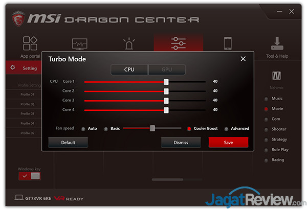 Review Notebook Gaming: MSI GT73VR 6RE Titan 11 MSI GT73VR 6RE Titan Dragon Center 13