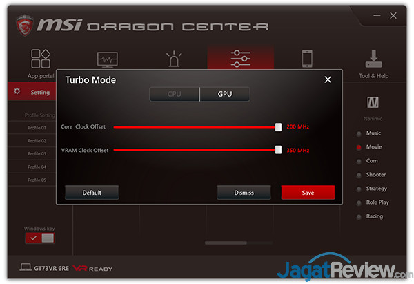 Review Notebook Gaming: MSI GT73VR 6RE Titan 14 MSI GT73VR 6RE Titan Dragon Center 16