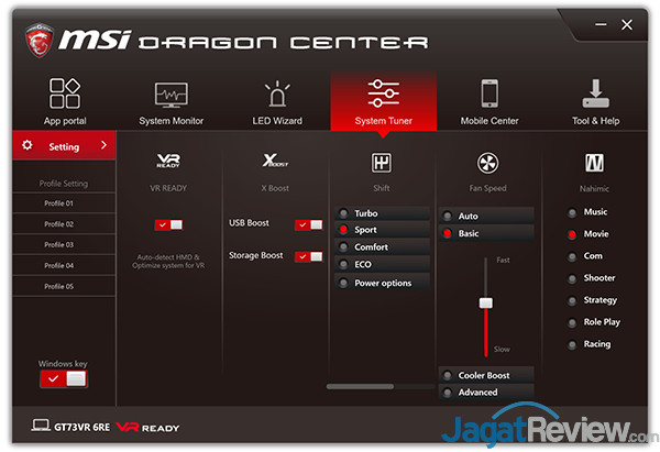 Review Notebook Gaming: MSI GT73VR 6RE Titan 15 MSI GT73VR 6RE Titan Dragon Center 17