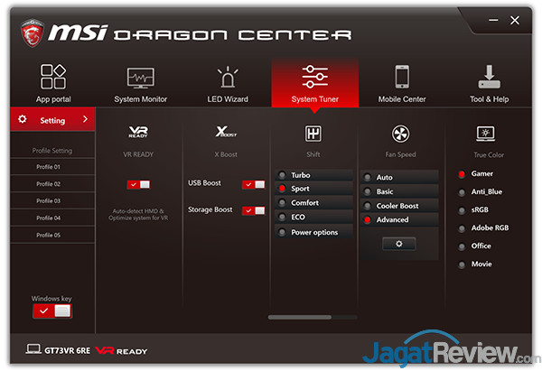Review Notebook Gaming: MSI GT73VR 6RE Titan 16 MSI GT73VR 6RE Titan Dragon Center 18