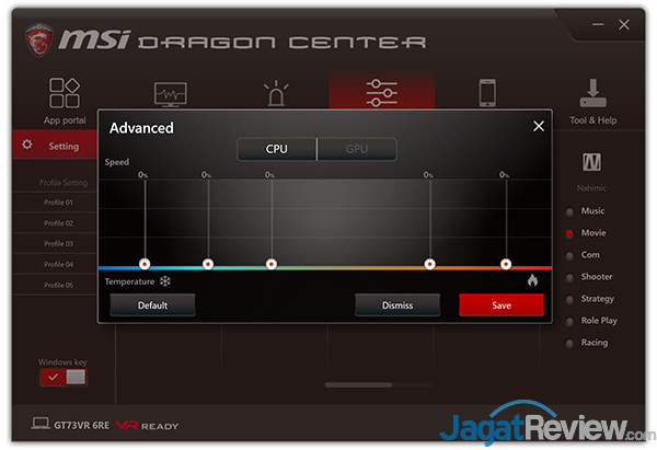 Review Notebook Gaming: MSI GT73VR 6RE Titan 17 MSI GT73VR 6RE Titan Dragon Center 19