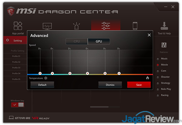 Review Notebook Gaming: MSI GT73VR 6RE Titan 18 MSI GT73VR 6RE Titan Dragon Center 20