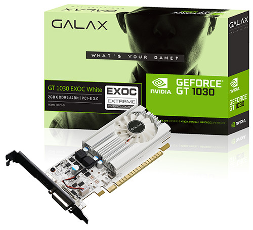 Parade VGA NVIDIA GeForce GT 1030 30 GALAX GT 1030 EXOC White 2 GB GDDR5 1252 1506 6000
