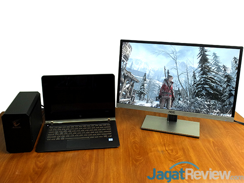 Review External VGA: Gigabyte AORUS GTX 1070 Gaming Box 13 Gigabyte AORUS GTX 1070 Gaming Box GPU External with Laptop with Monitor