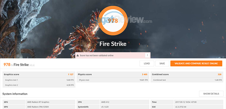 HP 15-bw072ax 3DMark Fire Strike (APU)