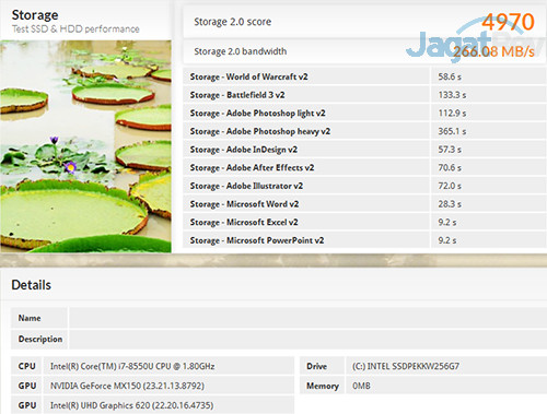 Review Laptop Acer Swift 3 (SF314-52G): Bertenaga, Tipis, Hemat Daya 11 Acer Swift 3 SF314 52G PCMark 8 Storage