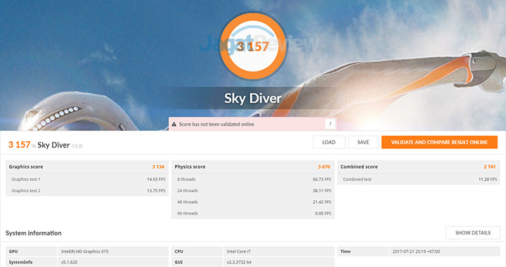 DELL XPS 13 9365 2-in-1 3DMark Sky Diver