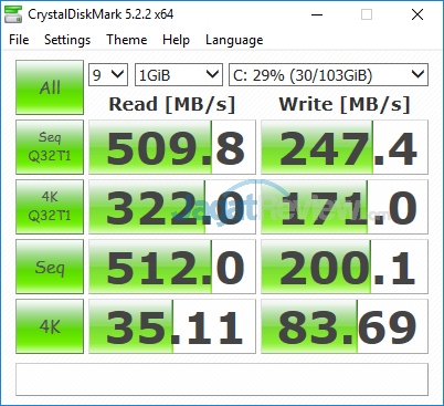 Gigabyte Sabre 15 Crystal Disk Mark 01