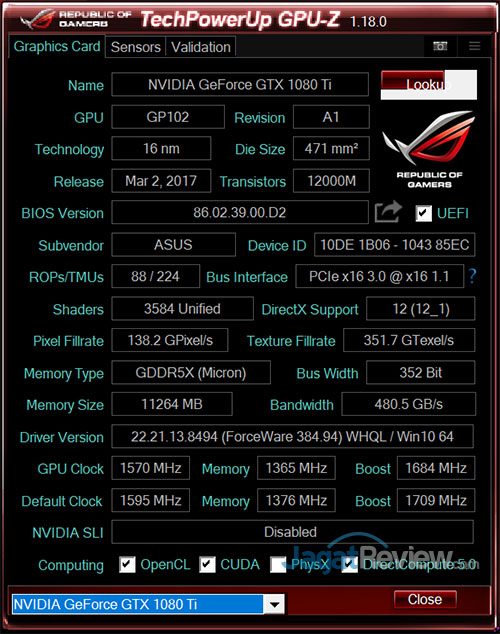 Review VGA Card: ASUS ROG Poseidon GTX 1080 Ti Platinum 4 Spec Silent Mode
