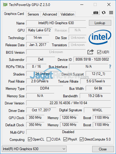 Review Notebook Gaming: Dell Inspiron Gaming 15 7577 6 Dell Inspiron Gaming 7577 GPUZ 02