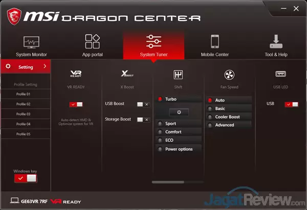 Review Notebook Gaming: MSI GE63VR 7RF RAIDER 8 MSI GE63VR 7RF Dragon Center 06
